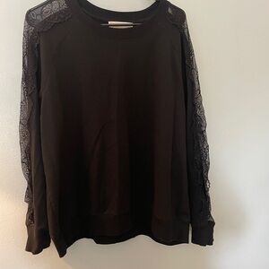Michael Kors Black Lace Sleeve Sweatshirt